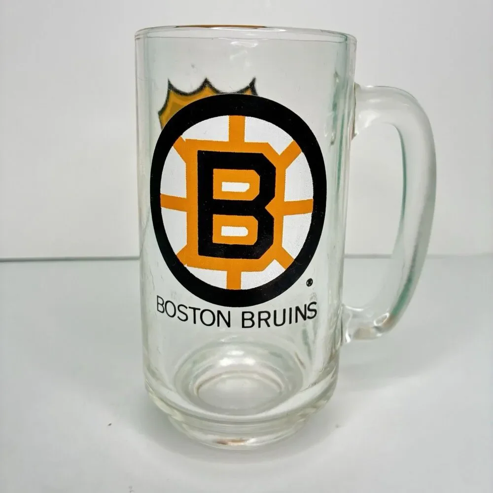 NHL BOSTON BRUINS Glass Beer MUG 12 Oz NHL Hockey Collectible 70's Vintage